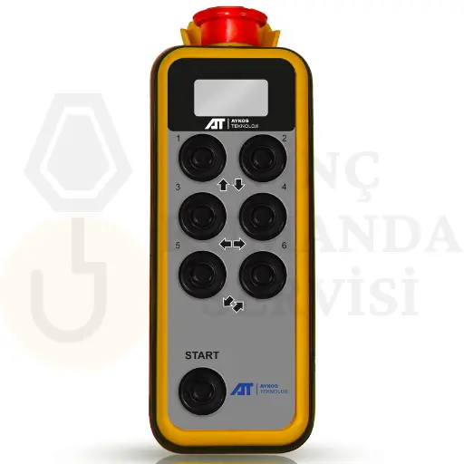 Aykos 506 çift hızlı 6 hareketli vinç uzaktan kumandası, geniş hareket seçenekleriyle profesyonel vinç kontrol çözümü.