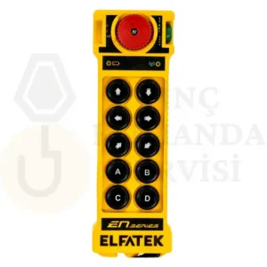 Elfatek EN MID 1001 10 butonlu tek hızlı uzaktan kumanda, endüstriyel vinçlerde yüksek performans ve güvenli kontrol sağlar, satış, montaj ve arıza onarım hizmetleriyle sunulmaktadır.