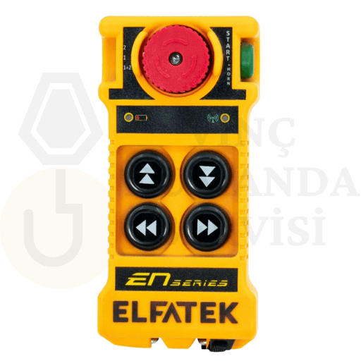 Elfatek EN MID 402 4 butonlu çift hızlı vinç uzaktan kumandası, endüstriyel vinçlerde güvenli ve verimli kontrol sağlar, satış, montaj ve arıza onarım hizmetleriyle desteklenir.