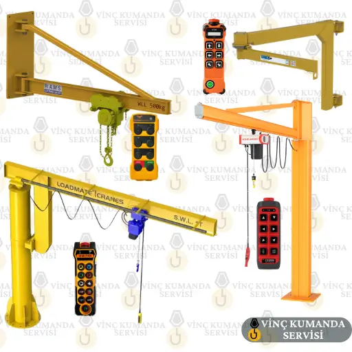 Ağır yüklerin güvenle taşınmasını sağlayan pergel vinç ve operatörler için ergonomik, yüksek menzilli pergel vinç uzaktan kumandası.