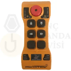 Mikotek Ardıç 204 vinç kumandası, 4 hareketli yapısıyla vinç operasyonlarında güvenli ve kolay kontrol sağlar.