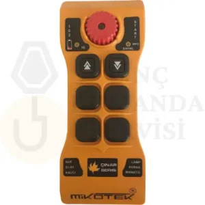 Mikotek Çınar 102 tek hızlı, 2 butonlu vinç kumandası, basit ve verimli kullanım sağlar.