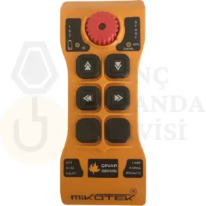 Mikotek Çınar 104 tek hızlı, 4 butonlu vinç kumandası, kolay kullanım ve güvenli çalışma sağlar.