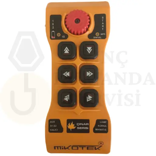 Mikotek Çınar 106 tek hızlı, 6 butonlu vinç kumandası, hassas ve verimli vinç kontrolü sunar.