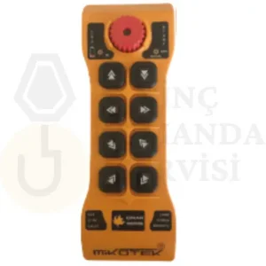 Mikotek Çınar 108 tek hızlı, 8 butonlu vinç kumandası, dayanıklı ve güvenilir kablosuz kontrol sağlar.