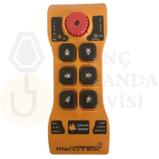 Mikotek Çınar 206 vinç kumandası, 6 hareketli ve çift hızlı özellikleriyle üstün kontrol ve güvenlik sunar.