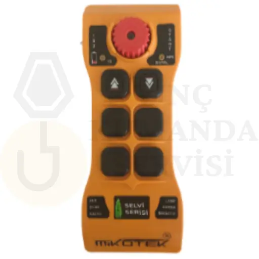 Mikotek Selvi 202 vinç kumandası, çift hızlı ve 2 hareketli yapısıyla hassas kontrol ve yüksek güvenlik sunar.