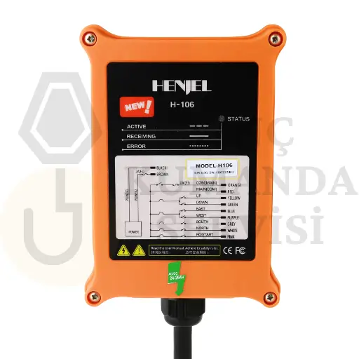 Henjel H106 Tek Hızlı 6 Butonlu Vinç Kumanda Alıcı Kutusu - Standart Yedek Ünite