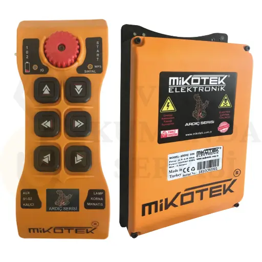 Mikotek Ardıç 206 serisi 6 butonlu ve çift hızlı endüstriyel vinç uzaktan kumanda seti.