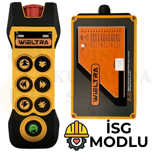 İş sağlığı ve güvenliği modlu Wieltra EVO612 vinç uzaktan kumanda seti ve alıcı ünitesi.
