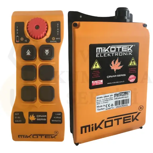 Mikotek Çınar 202 çift hızlı vinç uzaktan kumanda seti ve alıcı ünitesi