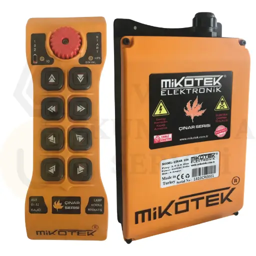 Mikotek Çınar 208 vinç uzaktan kumanda seti, alıcı ünitesi ve el terminali takımı